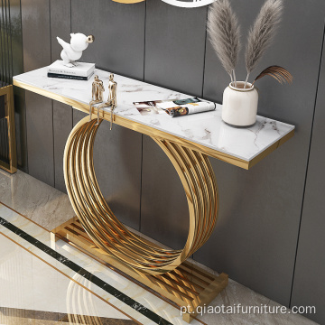 Mesa de console lateral de luxo Marble Rock Plate Wall